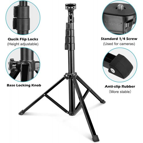  UBeesize 60 Extendable Tripod Stand with Bluetooth Remote for iPhone Android Phone, Heavy Duty Aluminum, Lightweight, Load Capacity: 1 Kg