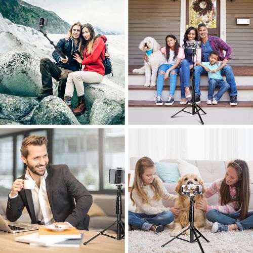  UBeesize 60 Extendable Tripod Stand with Bluetooth Remote for iPhone Android Phone, Heavy Duty Aluminum, Lightweight, Load Capacity: 1 Kg