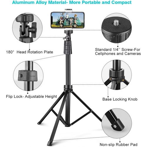  UBeesize 67 Phone Tripod Stand & Selfie Stick Tripod, All in One Professional Cell Phone Tripod, Cellphone Tripod with Wireless Remote and Phone Holder, Compatible with All Phones/