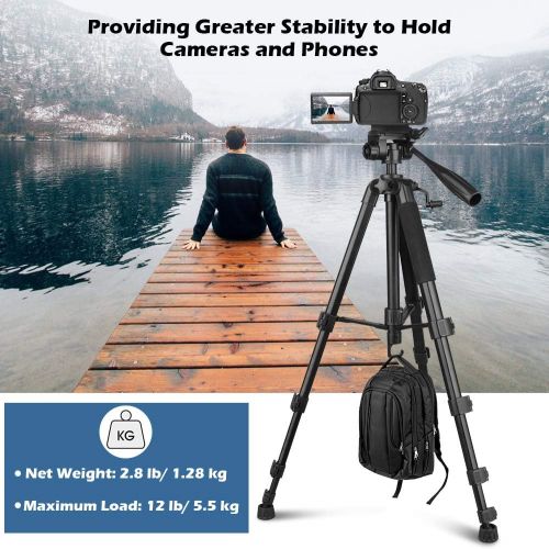  UBeesize 67” Camera Tripod with Travel Bag, Cell Phone Tripod with Wireless Remote and Phone Holder, Compatible with All Cameras, Cell Phones, Projector, Webcam, Spotting Scopes