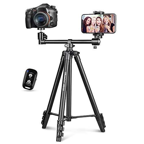  UBeesize 50-inch Phone Tripod Stand with Extended Arm, Portable Horizontal Tripod with 360° Adjustable Ball Head for Video Recording, Live Streaming and Photography