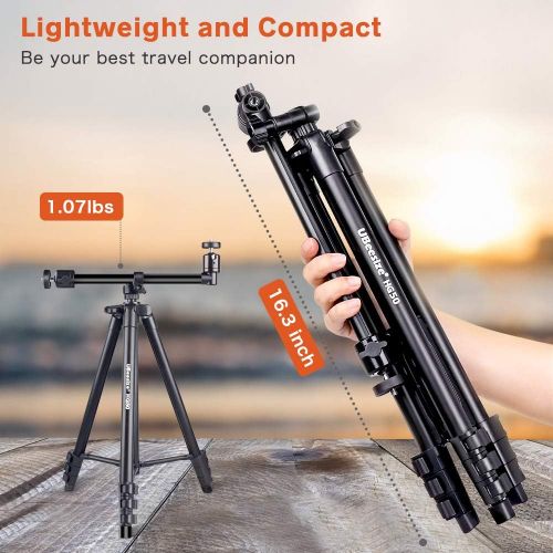  UBeesize 50-inch Phone Tripod Stand with Extended Arm, Portable Horizontal Tripod with 360° Adjustable Ball Head for Video Recording, Live Streaming and Photography