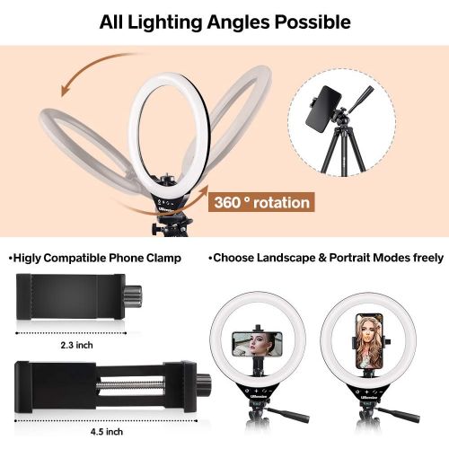  UBeesize 10’’ LED Ring Light with Stand and Phone Holder, Selfie Halo Light for Photography/Makeup/Vlogging/Live Streaming, Compatible with Phones and Cameras (2020 Version)