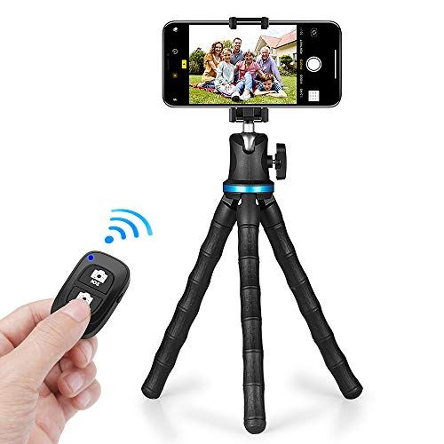  Phone Tripod, UBeesize 12 Inch Flexible Cell Phone Tripod Stand Holder with Wireless Remote Shutter & Universal Phone Mount, Compatible with Smartphone/DSLR/GoPro Camera