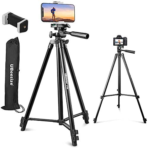  UBeesize 50” Phone Tripod Stand, Aluminum Lightweight Tripod for Camera and Phone, Cell Phone Tripod with Phone Holder and Carry Bag, Compatible with iPhone & Android