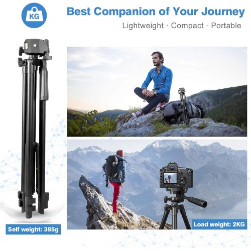  UBeesize 50” Phone Tripod Stand, Aluminum Lightweight Tripod for Camera and Phone, Cell Phone Tripod with Phone Holder and Carry Bag, Compatible with iPhone & Android