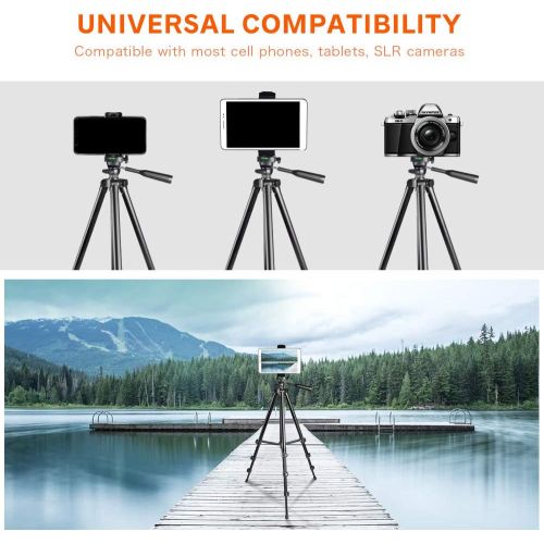  Phone Tripod, UBeesize 50’’ Extendable Lightweight Aluminum Tripod Stand with Universal Cell Phone/Tablet Holder, Remote Shutter, Compatible with Smartphone & Tablet & Camera.