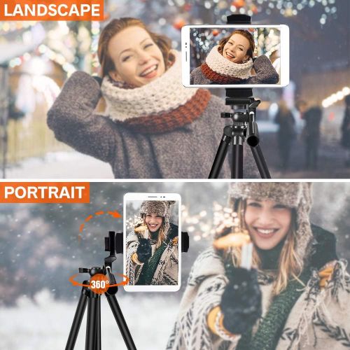  Phone Tripod, UBeesize 50’’ Extendable Lightweight Aluminum Tripod Stand with Universal Cell Phone/Tablet Holder, Remote Shutter, Compatible with Smartphone & Tablet & Camera.