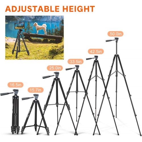  Phone Tripod, UBeesize 50’’ Extendable Lightweight Aluminum Tripod Stand with Universal Cell Phone/Tablet Holder, Remote Shutter, Compatible with Smartphone & Tablet & Camera.