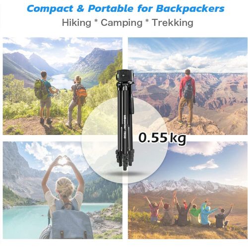  UBeesize Phone Tripod, 51 Adjustable Travel Video Tripod Stand with Cell Phone Mount Holder & Smartphone Bluetooth Remote