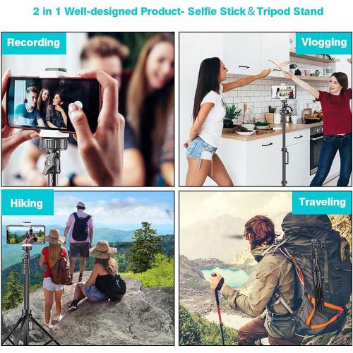  [아마존베스트]UBeesize 67 Phone Tripod Stand & Selfie Stick Tripod, All in One Professional Cell Phone Tripod, Cellphone Tripod with Bluetooth Remote and Phone Holder, Compatible with All Phones