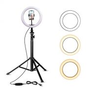 10.2 Selfie Ring Light with Tripod Stand & Cell Phone Holder for Live Stream/Makeup, UBeesize Mini Led Camera Ringlight for YouTube Video/Photography Compatible with iPhone 8 7 6 P