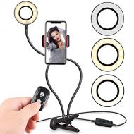 Selfie Ring Light with Cell Phone Holder Stand for Live Stream & Makeup Including Selfie Remote Shutter, UBeesize LED Camera Light with Flexible Long Arms, Compatible with Android