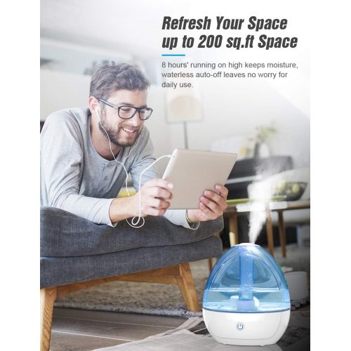  UCAREAIR Cool Mist Humidifier -C Humidifier for Bedroom, Quiet Mist Humidifier, High Low Mist, Waterless Auto-off, Night Light, Baby Kids Nursery, 2L Tank, Filterless Humidifiers for home o