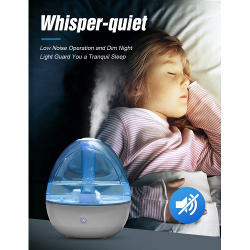  UCAREAIR Cool Mist Humidifier  Room Humidifier for Bedroom Baby, Super Quiet Mist Humidifier with High Low Mist Output, Waterless Auto-off, Night Light, Filterless Humidifiers for home off