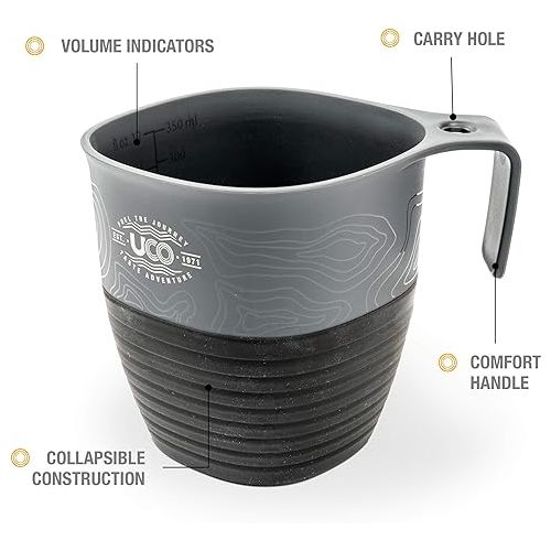  UCO Plastic Collapsible Cup for Camping, Backpacking, and Hiking, 12 Ounces, Grey