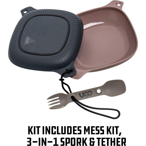  [아마존베스트]UCO 4-Piece Camping Mess Kit with Bowl, Plate and 3-in-1 Spork Utensil Set