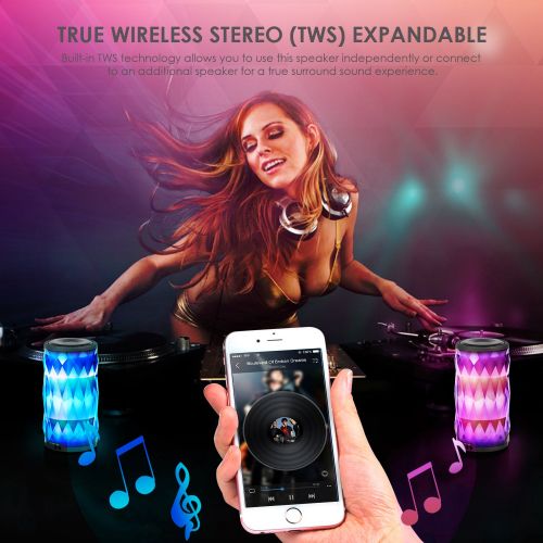  UD LED Bluetooth Speaker,Night Light Changing Wireless Speaker,MIANOVA Portable Wireless Bluetooth Speaker 6 Color LED Themes,Handsfree/Phone/PC/MicroSD/USB Disk/AUX-in/TWS Supported
