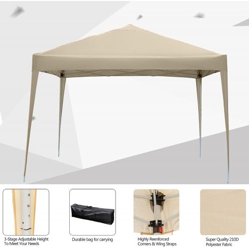  U/D Outdoor Sun Shelters Practical Waterproof Right-Angle Folding Tent Khaki 3 x 3m