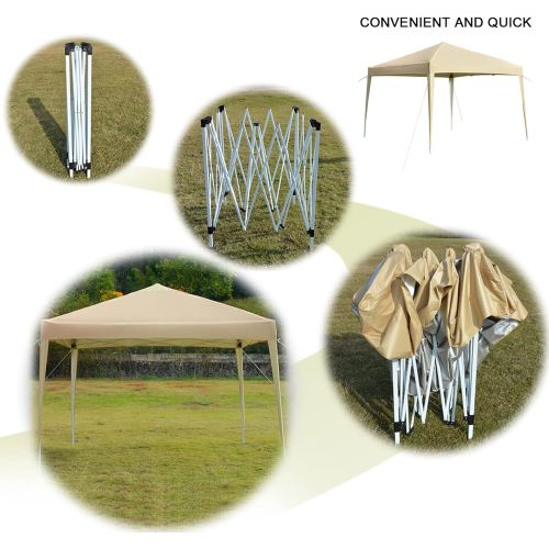  U/D Outdoor Sun Shelters Practical Waterproof Right-Angle Folding Tent Khaki 3 x 3m