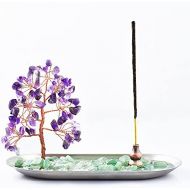 인센스스틱 U/D Incense Holder for Sticks, Healing Crystal Stone Money Tree Incense Burner for Yoga, Meditation and Home Decor (Purple)