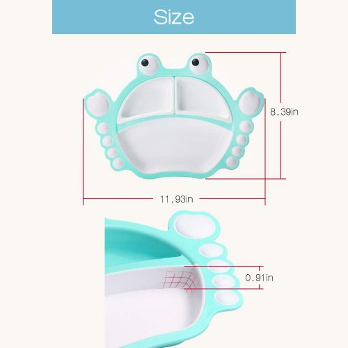  UDAONE Crab Shaped Toddler Plate with Removable Dividers | Food Grade PP Divided Plate, BPA Free, Eco Friendly, for Ages 6 months and up (Blue, 3 sections)