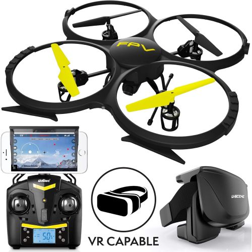  Force1 Drones with Camera - “UDI U818A Discovery” WiFi FPV Drone with Camera Live Video 720p HD Camera Drone + VR Headset + Bonus Battery + Power Bank
