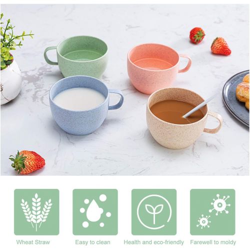  UDOIT Unbreakable Wheat Straw Kettle Set with 4 Multicolor Cups for Kids Children Toddler Adult, Lightweight Natural Reusable Drinking Mugs Pitcher Jug for Coffee, Tea, Water, Milk