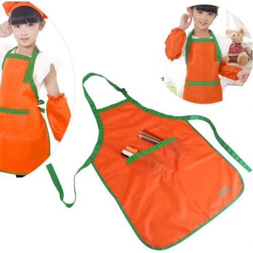  [아마존베스트]UEETEK Children Kids Waterproof Art Craft Smock Apron for DIY Painting Drawing with Sleevelet(Orange)