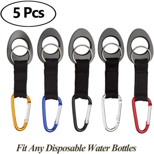  UEJUNBO Durable Silicone Water Bottle Holder Clip Hook Carrier with Carabiner attachment & Key Ring, Fits Any Disposable Water Bottles for Outdoor Activities Bike Camping Hiking Traveling