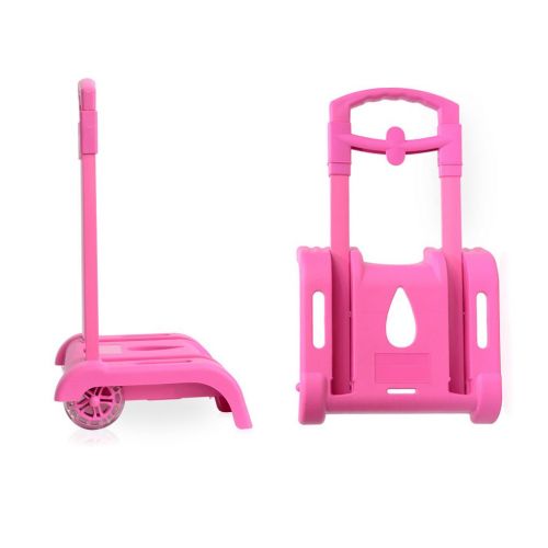  UEK Wheeled Trolley Hand Aluminium Alloy Folding Trolley Cart for Backpack (Pink, 2 Wheels)