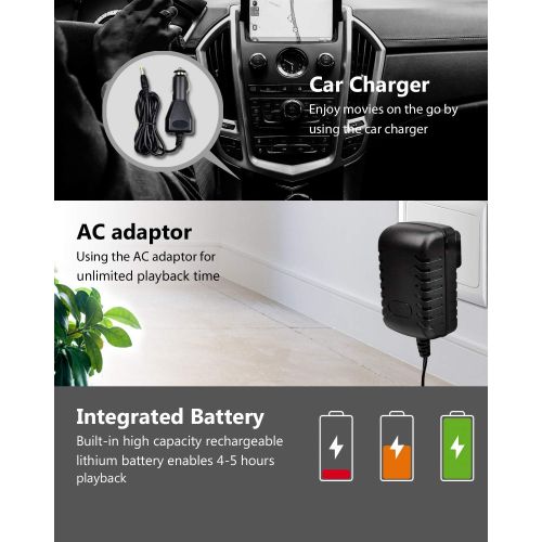  [아마존베스트]UEME Portable DVD Player for car with 10.1 HD Swivel Display Screen, Car Charger,5 Hour Rechargeable Battery, Support CD/DVD/SD Card/USB, Car Headrest Holder, Improved Button Desig