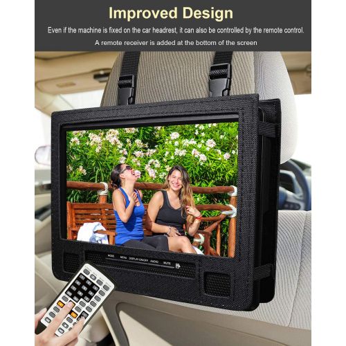  [아마존베스트]UEME Portable DVD Player for car with 10.1 HD Swivel Display Screen, Car Charger,5 Hour Rechargeable Battery, Support CD/DVD/SD Card/USB, Car Headrest Holder, Improved Button Desig