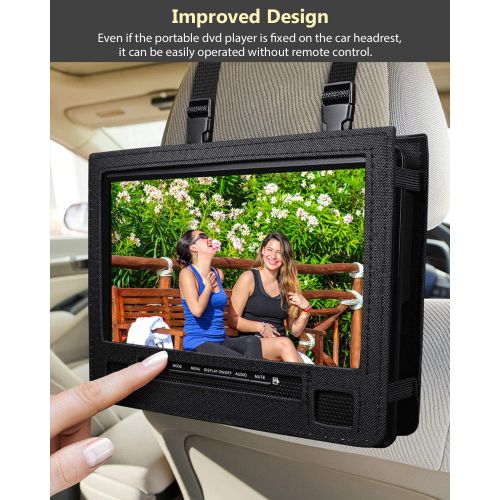  [아마존베스트]UEME DVD Player Portable with HD 10.1 Inches Swivel LCD Screen, Car Headrest Mount Holder, Remote Control, Personal DVD Player with Rechargeable Battery (Blue)