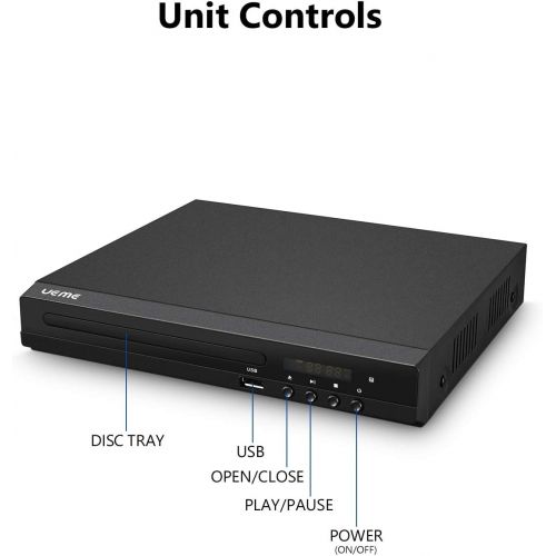  [아마존베스트]UEME DVD Players for TV with HDMI/AV/Coaxial Output, USB Input Port, Include Remote Control/ HDMI Cable/ RCA Cable, Supports PAL/NTSC, Compact Multi Region DVD/SVCD/CD Disc Player