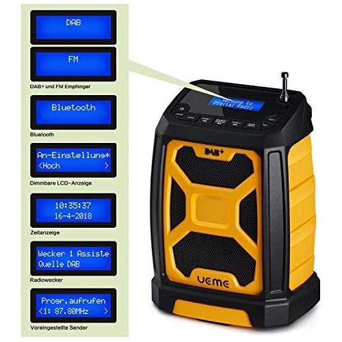  [아마존베스트]-Service-Informationen UEME DB-326 Portable DAB Radio, yellow, DB-326-YELLOW