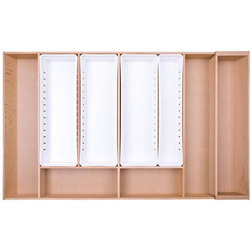  UEniko Vida UENIKA+ [Wood Edition]  Cutlery Tray Expandable Utensil Organizer Flatware Drawer Dividers Kitchen Storage Organizer