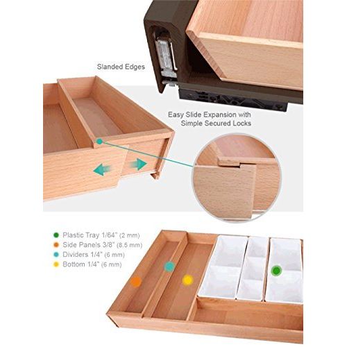 UEniko Vida UENIKA+ Large Cabinet Drawer Wood Cutlery Tray Expandable Utensil Organizer Flatware Drawer Dividers Kitchen Storage l