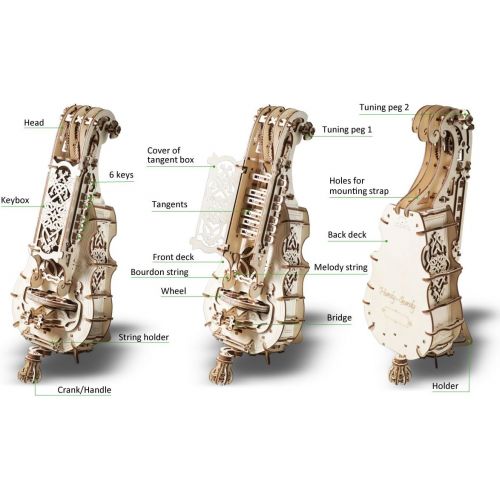  [아마존베스트]UGears Mechanical Models 3-D Wooden Puzzle - Mechanical Hurdy-Gurdy Musical Instrument