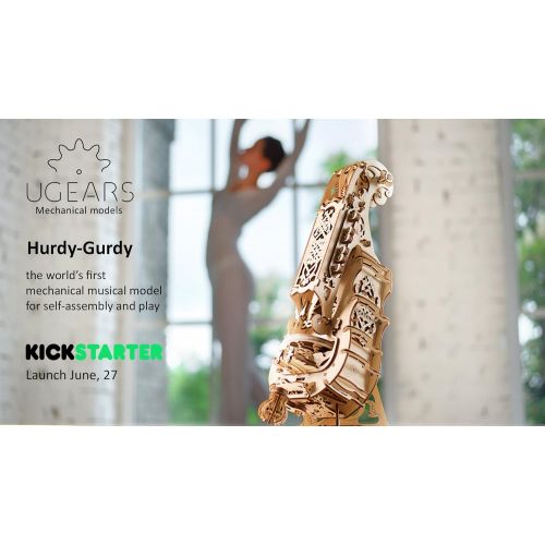  [아마존베스트]UGears Mechanical Models 3-D Wooden Puzzle - Mechanical Hurdy-Gurdy Musical Instrument