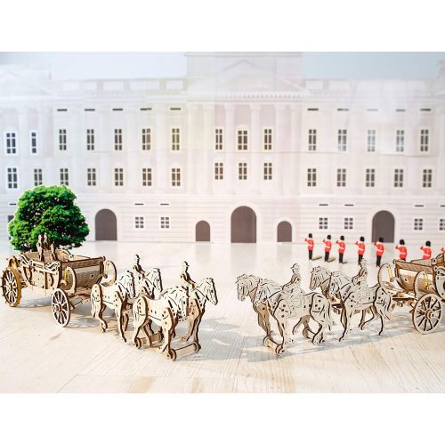  UGEARS Royal Carriage 3D Wooden Model for Self-Assembling, Educational Craft Set, Best Gift