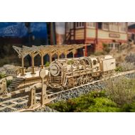 UGEARS Bundle 3 in 1 Locomotive + Railway Platform + Rails Mechanical 3D Puzzle Eco-Friendly Gift Brainteaser DIY Teens Adults Boys Kids Toys