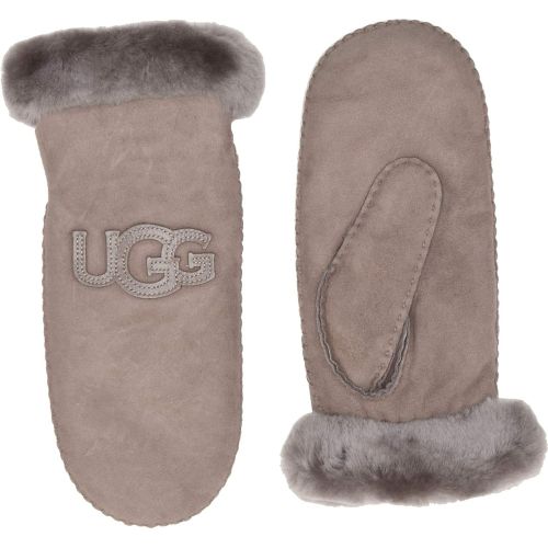  UGG Womens Logo Water Resistant Sheepskin Mitten Stormy Grey SMMD