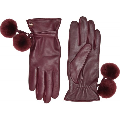  UGG Womens Sheepskin Pom and Leather Tech Gloves Port SM