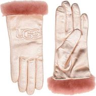 UGG Womens Classic Leather Logo Tech Gloves Rose Gold MD