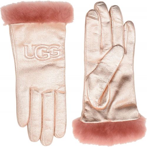  UGG Womens Classic Leather Logo Tech Gloves Rose Gold MD