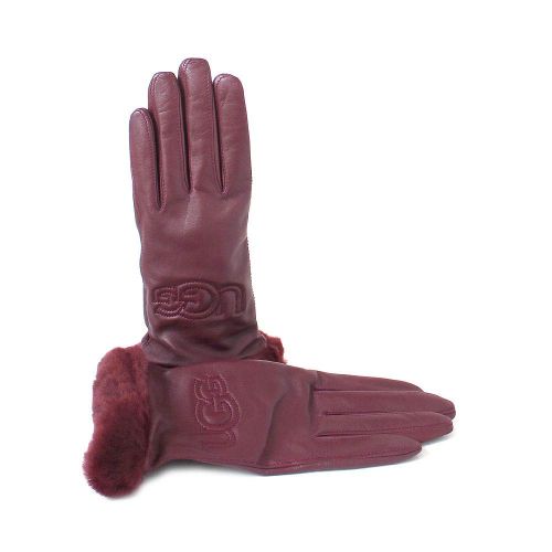  UGG Womens Classic Leather Logo Tech Gloves Port SM