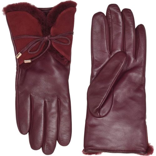  UGG Womens Combo Sheepskin Trim and Leather Tech Gloves Port SM