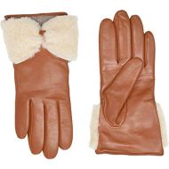 UGG Womens Tech Leather Gloves with Sheepskin Bow Chestnut MD