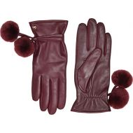 UGG Womens Sheepskin Pom and Leather Tech Gloves Port MD